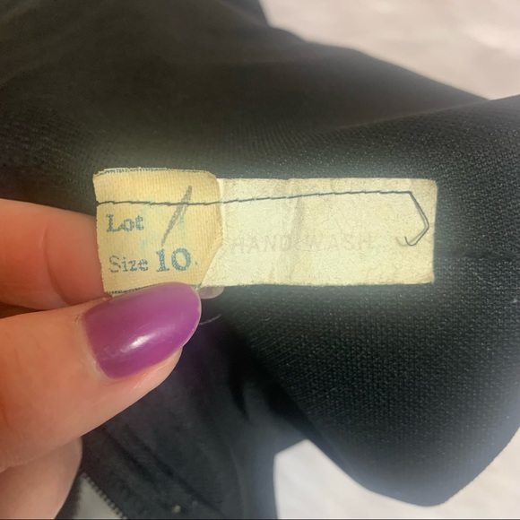 Vintage Black Dress with Pearl Lined Ruffles - Picture 11 of 13